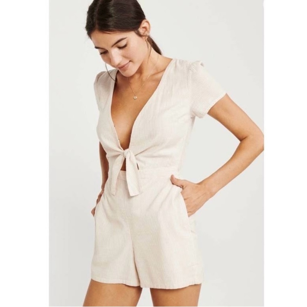 Abercrombie & Fitch Cream & Tan Striped Romper/Jumpsuit Size XXS